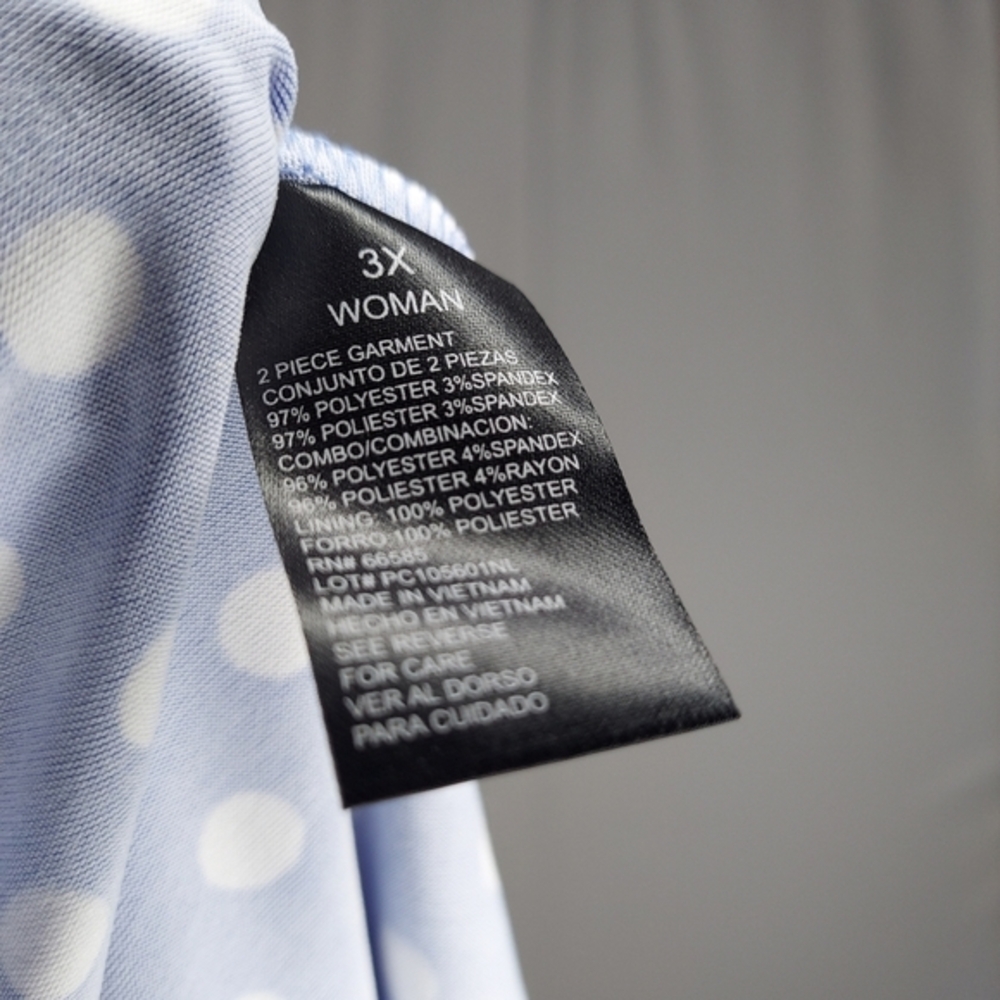 Perceptions Empire‎ Dress 3X Sky Blue Polka-Dot Retro Classic Pinup - Picture 9 of 9